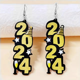 elvesmall Delicate Number 2024 Christmas Dangle Earrings Cute Party Style Acrylic Jewelry Creative Christmas Party Female Earrings