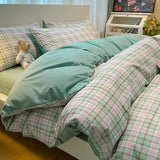 elvesmall  Professional Checkered Retro Grid Comforter Bedding Sets Cotton Bedding Set Bedding Jacquard King Linen Bed Duvet Cover Size