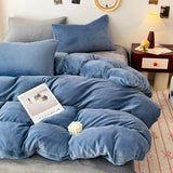elvesmall 2024 New Milk Fleece Single Bedding Set Thickened Solid Color Warm 220x240 Double Use Quilt Cover Large Size Bedding for Winter
