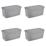 elvesmall Sterilite 50 Gallon Tote Box Plastic, Gray, Set of 4 Clothes Organizer Storage Organizer Storage Containers Clothingorganizer