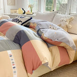 elvesmall Black Buffalo Plaid Cotton Duvet Cover Love Printed Reversible Comforter Covers Only, White Checkered Geometric Nordic Bedding