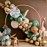 elvesmall Jungle Safari Green Balloon Garland Arch Kit Kids Birthday Party Supplies Deer Pattern Gold Latex Ballons Baby Shower Decoration