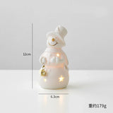 elvesmall Ceramic Christmas luminous snowman luminous car small desktop home ornament Christmas gift