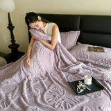 elvesmall  Blanket For Summer Cool Blanket  New Velvet Solid Color Jacquard Multi functional Cover Blanket, Jacquard Butterfly Style