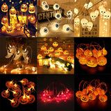 elvesmall 150cm 10LED Halloween LED String Lights Portable Pumpkin Ghost Skeletons Lights for Home Bar Halloween Party Decor Supplies