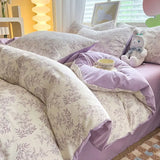 elvesmall Rural Style Bedding Set Fresh Floral Four Piece Set  Girl Heart  Double-layer Gauze   New Meeting Duvet Cover