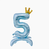 elvesmall  32 Inch Crystal Gradient Number Stand Foil Balloons with Crown Figures Globos 0-9 Birthday Party Decorations Wedding Baby Shower