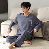 elvesmall  High Quality Men Pajamas Suit Pure Cotton Long Sleeved Autumn Winter Nightcloth Outdoor Male Breathable Fashion Sleepwear Set