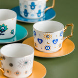 elvesmall  -  Blue Eye Ceramic Coffee cup European Fashion Coffee cup Dish Set Home Afternoon Tea Tea Cup tea cups and saucer sets  coffee cup
