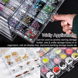 elvesmall Earring Jewelry Box Acrylic Jewelry Storage Box Women's Ring Jewelry Display Box with 5 Drawers and 120 Small Compartment Trays