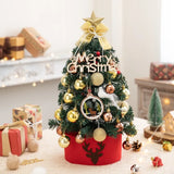 elvesmall   Mini Christmas Tree Set Desktop Xmas Tree Decoration Gold Jingle Gift Led Christmas Tree Ornamend Diy House Warming Gift