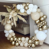elvesmall 105pcs White Sand Gold Balloons Garland Arch Kit,Boho Wedding Baby Shower Anniversary Day Mother's Day Party Decorations