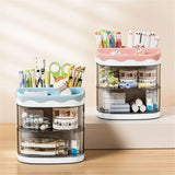 elvesmall Cute Pen Pencil Pot Holder Brush Storage Box Container Desk Organizer Multifunction Stationery Office Supplies Desk Hold Pens