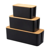 elvesmall Cable Storage Box Power Strip Case Wooden Power Line Wire Management Organizer Anti-Dust Charger Socket Network Line Storage Bin