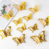 elvesmall 12/24pcs 3D Laser Butterfly Wall Sticker Wedding Wall Window Decal Summer Butterfly Birthday Party DIY Party Sticker Home Decor