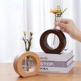 elvesmall  Simple Flower Arrangement Living Room Solid Wood Dried Flower Vase Small Ornaments Home Dining Table Mini Flower Vase Decoration
