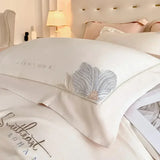 elvesmall Embroidery 100% Cotton Bedding Set Luxury Home Textile Duvet Cover Set 220x240 High End Hepburn Style Skin Friendly Bedding Sets