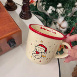 elvesmall  -  Kawaii Dog Christmas Mug Gift Coffee Water Cup Cute Ceramic Handmad Milk Tea Water Juice Mocha Lovers Breakfast Cup Gift 300ml