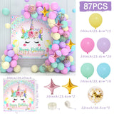 elvesmall Unicorn Rainbow Birthday Party Backdrop Balloon Macaron Raindow Glitter Ballon Baby Shower Girl Birthday Party Background Decor