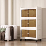 elvesmall Multi-Layer Folding Storage Cabinet, Double Door Storage Box, Transparent Shelf, Home and Bathroom