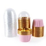 elvesmall  25/50pcs Foil Cupcake Liners Heat Resistant Aluminum Cake Cups Round Baking Cups with Lids Kitchen Wedding birthday Party Supply