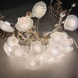 elvesmall 2m 20LED Seashell Starfish String Lights Ocean Theme Party Fairy Light Mermaid Birthday Party Decorations Girl Baby Shower favor