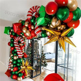 elvesmall Christmas Balloon Garland Arch Kit Red Green Lolipop Cone Star Foil Balloons New Year Christmas Party Decoration Supplies Gifts