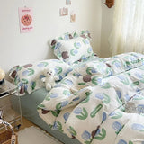elvesmall Pastoral Style Floral Bedding Set For Girls Double Size Flat Sheet Duvet Cover and Pillowcase Soft Bed Linen Home Textiles