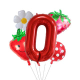 elvesmall 5Pcs Berry First Birthday Party Balloons Set 32 Inch Red Number Balloon for Sweet One Strawberry Birthday Party Decorations