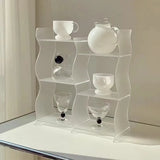 elvesmall -  Wave Type Acrylic Storage Rack Living Room, Desktop Water Cup Storage Rack Household Bedroom Cosmetics Perfume Display Rack