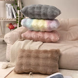 elvesmall Flush Pillow Covers Solid Color Living Room Decoration Cushion Cover Fur Sofa Pillowcase Moden Home Decor