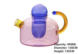 elvesmall Colorful Glass Teapot Mug With Handle High Borosilicate Heat-resistant Boil Water Tea Sets  Kettle  Water Cup Bottle