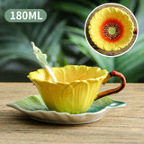 elvesmall  -  200ml Ceramic Coffee Cup Saucer Flower Type Mug Exquisite Afternoon Tea Latte Coffee Cup Home Breakfast Milk Mug Birthday Gifts