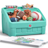 elvesmall 2-In-1 Toddler Toy Storage Box Plastic Durable with Lid Bedroom Playroom