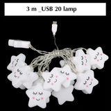 elvesmall  LED Star Lights Smile Star Night Lights String Lights Decoration Battery/USB Recharge Bedroom Decorations Gift Lamps for Kids