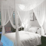 elvesmall Netting Polyester Bedding Canopy Queen King Mosquito Net Decoration Post Bed White Dustproof 4 Corner Full Size Curtain Home