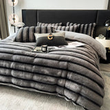 elvesmall Faux fur Bed linen warm winter bed cover full set Microfiber Duvet cover bed sheets set double bed Bedding set Quilt cover set