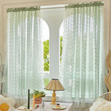 elvesmall  1PC Romantic Luxury Green Ruffled Sheer Curtain for Living Room Lace Thickened Voile Drape Window Home Decoration #E