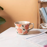 elvesmall  -  1pc 330ml 11.16oz Flowers Pattern Coffee Mug Ceramic Coffee Cup Vintage Tea Cup Gifts For Family Coworkers Birthday Day Gifts