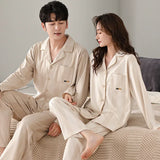 elvesmall  High Quality Men Pajamas Suit Long-sleeved Pure Cotton Couple Loungewear Set Soft Warm Autumn Winter Sleepwear Women Pyjamas