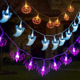 elvesmall 1.5M 10LED Halloween Led Light Pumpkin Bat Ghost String Lamp Hanging Ornament Happy Halloween Party Horror Decoration For Home