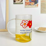 elvesmall  -  1000ml Glass Cups With Lid  And Straw Drinkware Cute Coffee Mugs Big Glasses For Drinks Water Tea  Korean Milk Juice Beer Cup