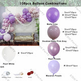 elvesmall Macaron Purple Balloons Garland Chain Wedding Birthday Decoration Pearl White Macaron Lilac Ballon Arch DIY Baby Shower Decor