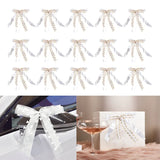 elvesmall 10/20Pcs White Wedding Car Ribbon Bows Gifts Wrap Boxes Bowknot Valentines Day Birthday Wedding Party Decorations Photo Props