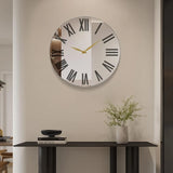 elvesmall Large Mirror Wall Clock 27.5 Inch Decorative Metal Wall Clock for Living Room Decoration Modern Wall Decoration Decororation