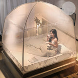 elvesmall  1 Piece Bi-parting Adult Mosquito Net Full-bottom Mosquito Curtain Foldable Bed Tent Canopy Modern Summer Bed Netting Mesh 2M