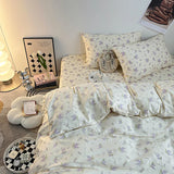 elvesmall  Fresh Style Bedding Set 100% Cotton Bed Linen Set for Home постельное бельё набор Soft Duvet Cover Pillowcase with Bedsheets