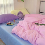 elvesmall  Home Textile Girl Kids Bedding Set Honey Peach Pink Duvet Cover Sheet Pillowcase Woman Adult Beds Sheet King Queen Full Pink