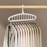 elvesmall Rotating Folding Clothes Hanger Closet Organizer Multi-port Clothing Drying Rack Foldable Plastic Scarf 11-hole Storage Hangers