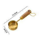 elvesmall 1PC Measuring Cup Gold-Plated Measuring Spoon Measuring Spoon  Coffee Scoop Spoon With Wooden Handle Cake Kitchen Baking Tools